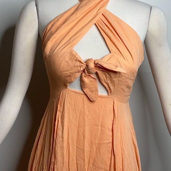 Free People The Endless Summer Peach My Long Time Love Maxi Halter Dress Size XS - Picture 5 of 9